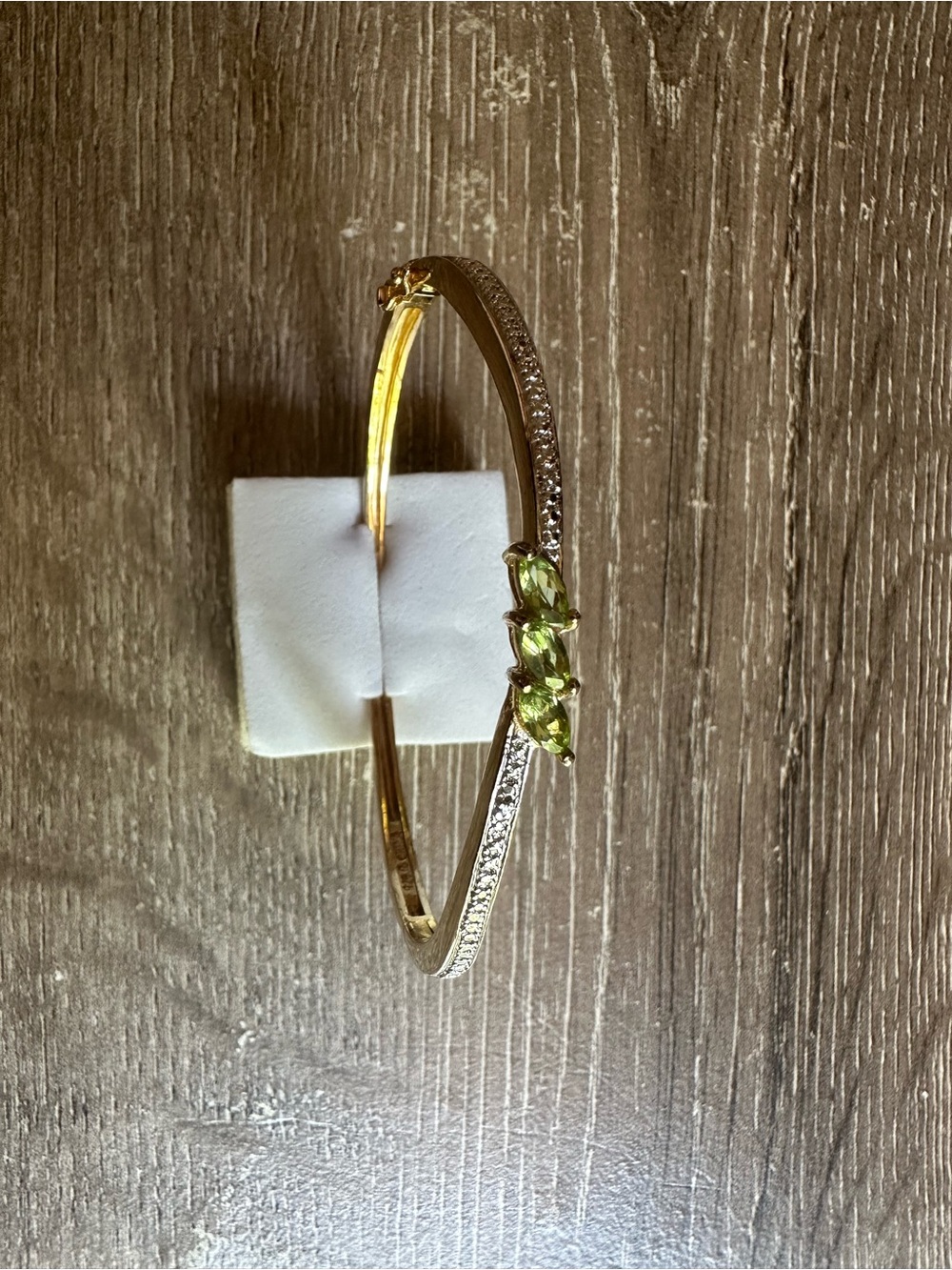 14K Gold Vermeil Peridot Bracelet Bangle Multi GemStone 925 Sterling Silver 7"